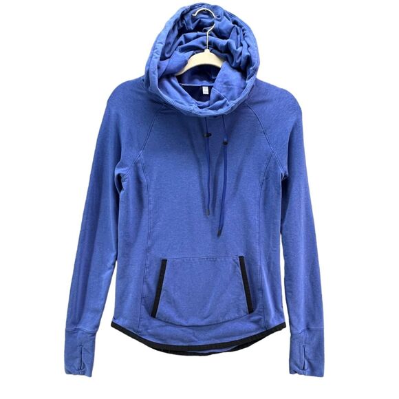 Athleta Pullover Womens XXS Blue Sentry Active Hoodie Sweatshirt Cowl Neck - Picture 1 of 12